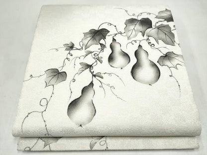 平和屋着物●太鼓柄袋帯　手描き　瓢箪蔦の葉文　正絹　逸品　CABJ8722hy