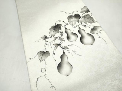 平和屋着物●太鼓柄袋帯　手描き　瓢箪蔦の葉文　正絹　逸品　CABJ8722hy