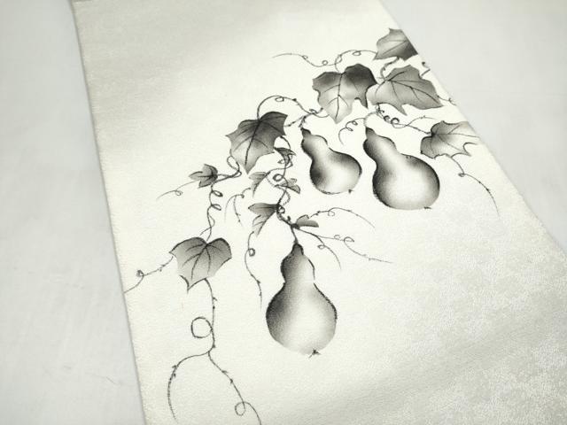 平和屋着物●太鼓柄袋帯　手描き　瓢箪蔦の葉文　正絹　逸品　CABJ8722hy