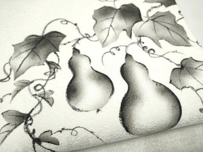 平和屋着物●太鼓柄袋帯　手描き　瓢箪蔦の葉文　正絹　逸品　CABJ8722hy