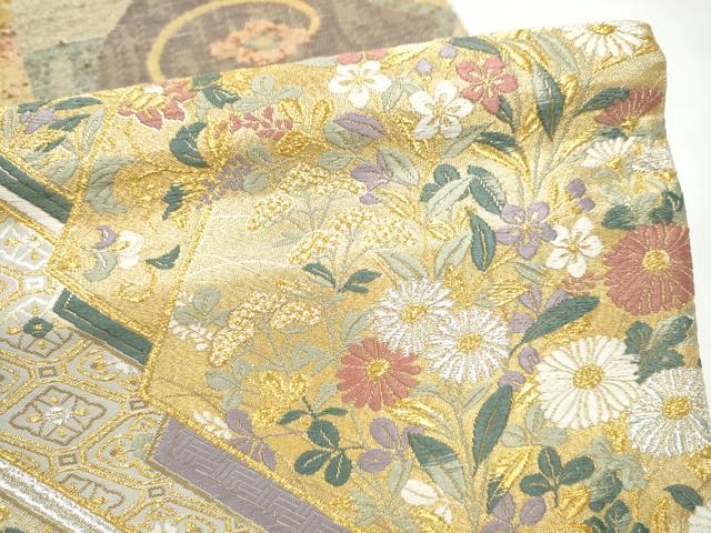 平和屋着物●両面　六通柄袋帯　唐織　花唐草文　ますいわ屋扱い　正絹　逸品　CABJ8724hy