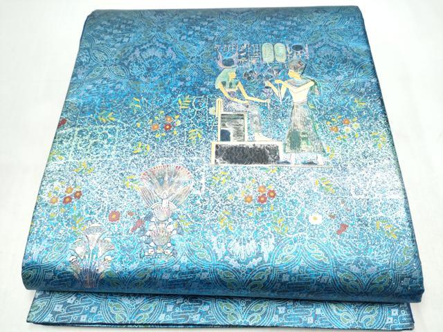 平和屋着物●太鼓柄袋帯　壁画文様　金彩　正絹　逸品　CABJ8726hy