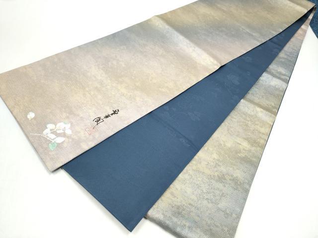 平和屋着物●室華風　全通柄袋帯　霞文　ワンポイント　枝葉文　金糸　鈴乃屋扱い　正絹　逸品　CABJ8728hy