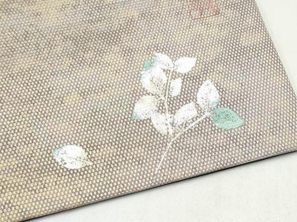 平和屋着物●室華風　全通柄袋帯　霞文　ワンポイント　枝葉文　金糸　鈴乃屋扱い　正絹　逸品　CABJ8728hy
