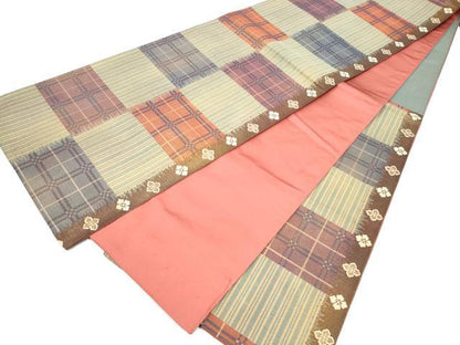 平和屋着物●六通柄袋帯　花間道　金糸　正絹　逸品　CABJ8732hy