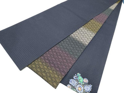 平和屋着物●両面　太鼓柄袋帯　ろうけつ染　花鳥文　正絹　逸品　CABJ8735hy