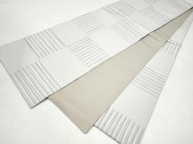 平和屋着物●全通柄袋帯　変わり市松文様　正絹　逸品　CABJ8736hy