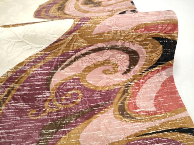 平和屋着物●全通柄袋帯　ふくれ織　流水文　正絹　逸品　CABJ8741hy
