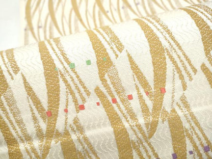 平和屋着物●六通柄袋帯　幾何学文様　正絹　逸品　CABJ8746hy