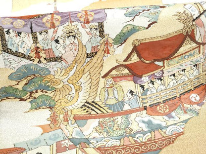 平和屋着物●六通柄袋帯　綴れ　祇園礼図　金銀糸　正絹　逸品　CABJ8756hy