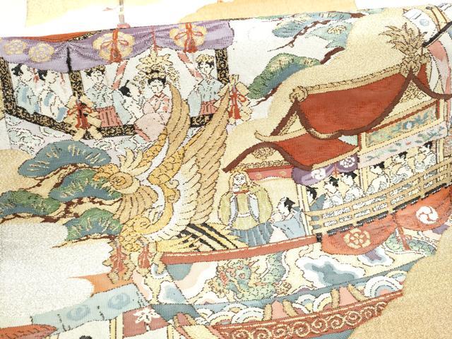 平和屋着物●六通柄袋帯　綴れ　祇園礼図　金銀糸　正絹　逸品　CABJ8756hy