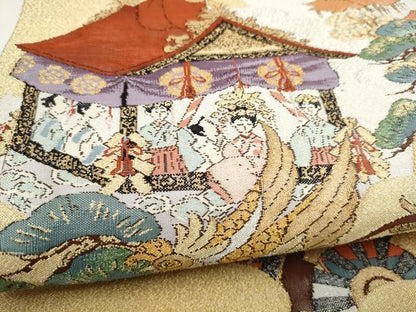 平和屋着物●六通柄袋帯　綴れ　祇園礼図　金銀糸　正絹　逸品　CABJ8756hy
