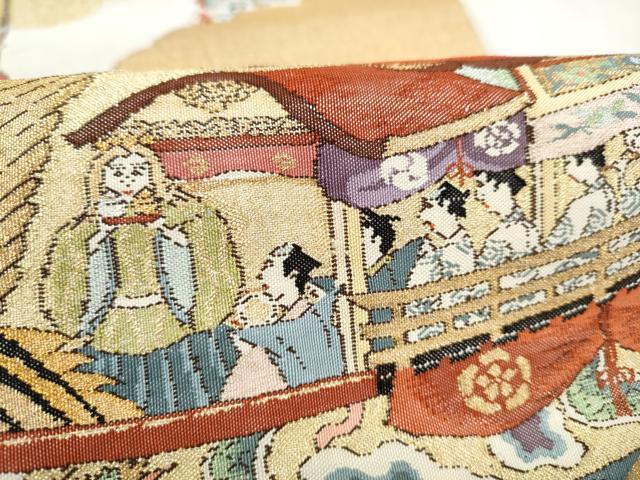 平和屋着物●六通柄袋帯　綴れ　祇園礼図　金銀糸　正絹　逸品　CABJ8756hy