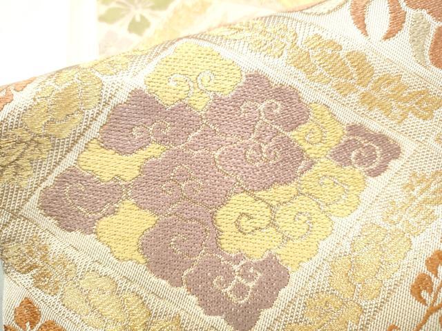 平和屋着物●西陣　川島織物　六通柄　本袋帯　菱花鳥文　金糸　正絹　逸品　CABJ8762hy