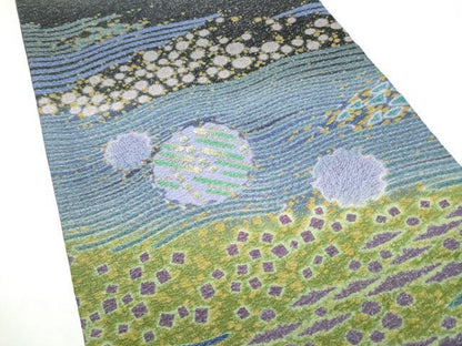 平和屋着物●十日町　名門　滝泰謹製　中国三大刺繍　相良刺繍　太鼓柄袋帯　おぼろ染　襲絞り　雪輪霞文　正絹　逸品　CABJ8763hy