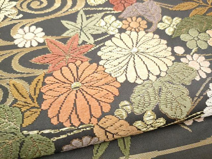 平和屋着物●六通柄袋帯　唐織錦　百花繚乱吹寄文　金糸　正絹　逸品　CABJ8764hy