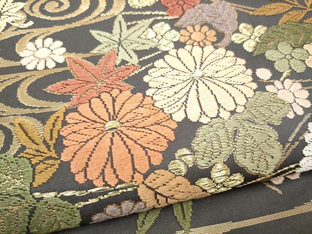 平和屋着物●六通柄袋帯　唐織錦　百花繚乱吹寄文　金糸　正絹　逸品　CABJ8764hy