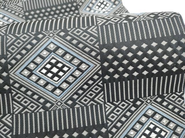 平和屋着物●六通柄袋帯　織りこぎん　市松菱文　銀糸　正絹　逸品　未使用　CABJ8773hy