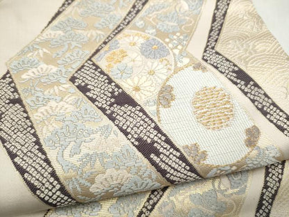 平和屋着物●六通柄袋帯　唐織　宝尽くし花文　金糸　正絹　逸品　CABJ8778hy