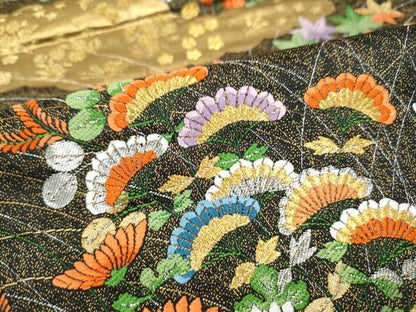 平和屋着物●六通柄袋帯　唐織　秋乃草花　金銀糸　正絹　逸品　CABJ8779hy
