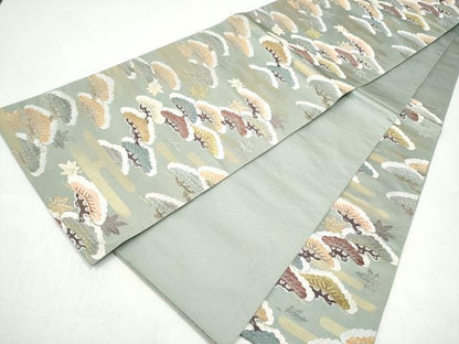 平和屋着物●六通柄袋帯　エ霞枝松文　金糸　正絹　逸品　CABJ8780hy