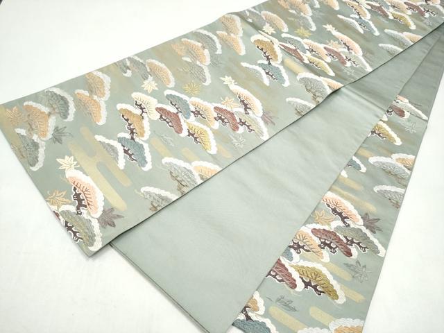 平和屋着物●六通柄袋帯　エ霞枝松文　金糸　正絹　逸品　CABJ8780hy