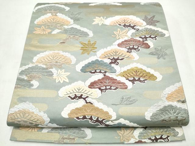 平和屋着物●六通柄袋帯　エ霞枝松文　金糸　正絹　逸品　CABJ8780hy