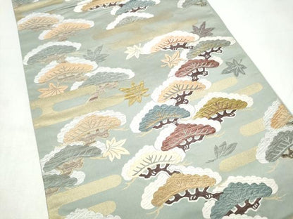 平和屋着物●六通柄袋帯　エ霞枝松文　金糸　正絹　逸品　CABJ8780hy