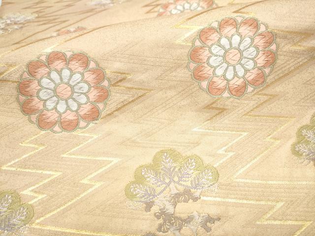 平和屋着物●六通柄袋帯　唐織　草花文　金糸　正絹　逸品　CABJ8784hy