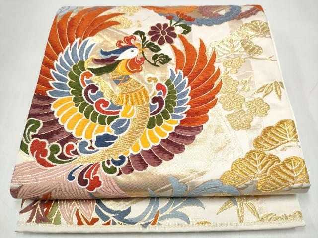 平和屋着物●六通柄袋帯　唐織　松竹梅鳳凰文　金銀糸　正絹　逸品　CABJ8786hy