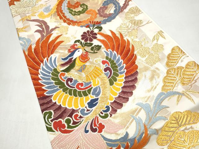 平和屋着物●六通柄袋帯　唐織　松竹梅鳳凰文　金銀糸　正絹　逸品　CABJ8786hy