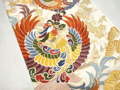 平和屋着物●六通柄袋帯　唐織　松竹梅鳳凰文　金銀糸　正絹　逸品　CABJ8786hy