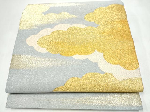 平和屋着物●爪搔き本綴れ　太鼓柄袋帯　雲重ね文　金糸　正絹　逸品　CABJ8787hy