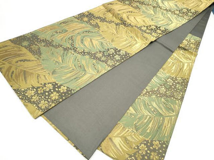 平和屋着物●六通柄袋帯　舞葉文　金糸　正絹　逸品　CABJ8788hy