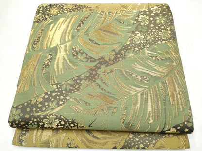 平和屋着物●六通柄袋帯　舞葉文　金糸　正絹　逸品　CABJ8788hy