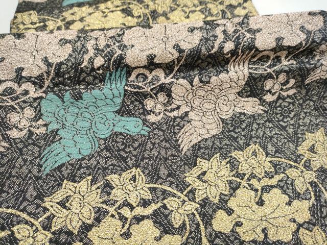 平和屋着物●六通柄袋帯　四季しまつづれ　花喰鳥　金糸　正絹　逸品　CABJ8789hy