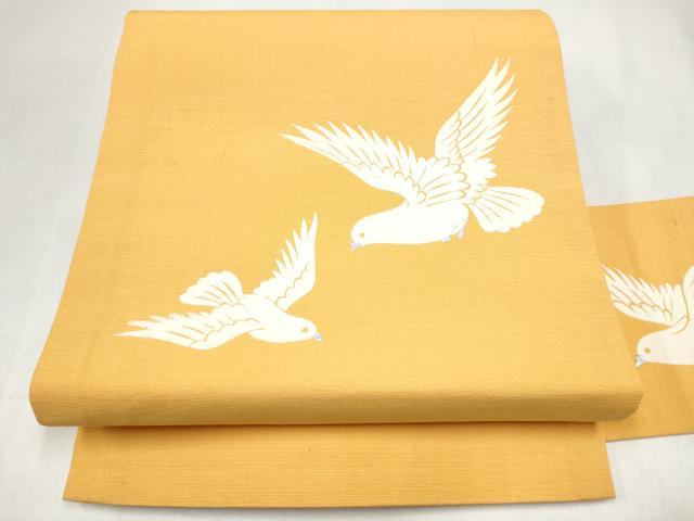 平和屋着物▼九寸名古屋帯　鳩　金彩　正絹　逸品　CABJ8792hy