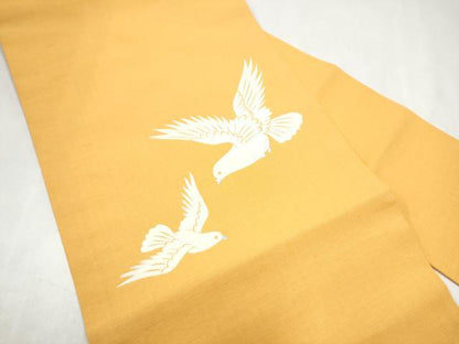 平和屋着物▼九寸名古屋帯　鳩　金彩　正絹　逸品　CABJ8792hy