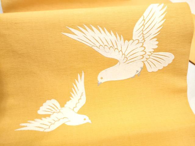 平和屋着物▼九寸名古屋帯　鳩　金彩　正絹　逸品　CABJ8792hy