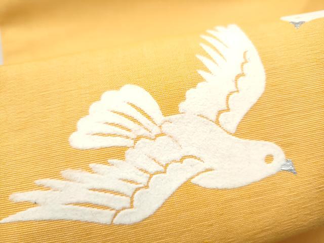 平和屋着物▼九寸名古屋帯　鳩　金彩　正絹　逸品　CABJ8792hy