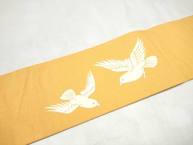 平和屋着物▼九寸名古屋帯　鳩　金彩　正絹　逸品　CABJ8792hy