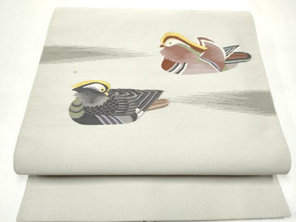 平和屋着物●爪搔き本綴れ　八寸名古屋帯　鴛鴦文　金糸　正絹　逸品　CABJ8794hy