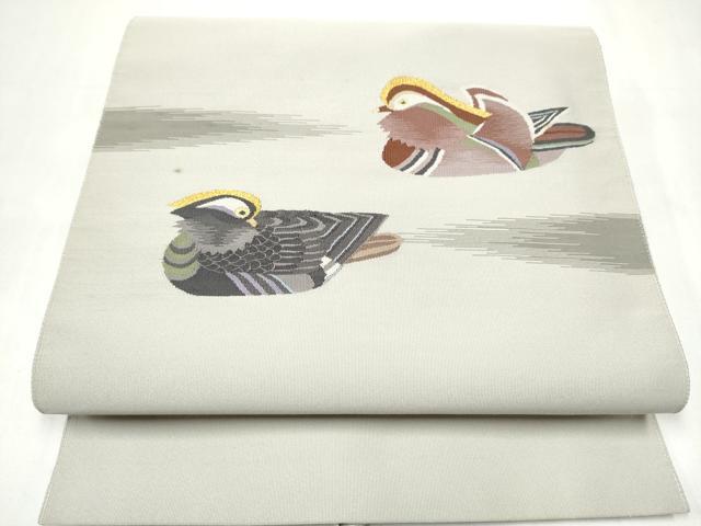 平和屋着物●爪搔き本綴れ　八寸名古屋帯　鴛鴦文　金糸　正絹　逸品　CABJ8794hy