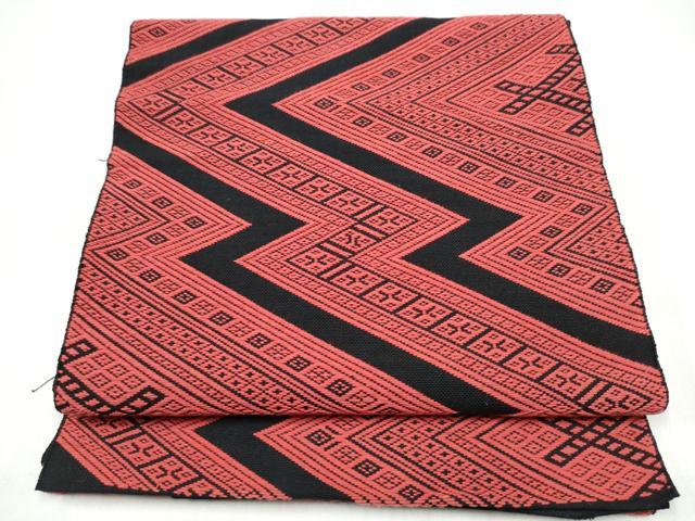 平和屋着物●こぎん刺し　八寸名古屋帯　幾何学文様　綿　逸品　CABJ8798hy