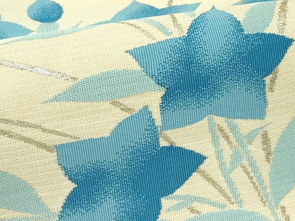 平和屋着物＊夏物　九寸開き名古屋帯　桔梗　銀糸　正絹　逸品　CABJ8801rv