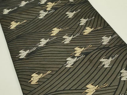 平和屋着物＊夏物　九寸開き名古屋帯　飛鳥文　黒地　金銀糸　正絹　逸品　CABJ8803rv