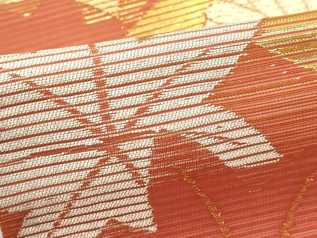 平和屋着物＊夏物　九寸開き名古屋帯　菊　楓　金銀糸　正絹　逸品　CABJ8804rv