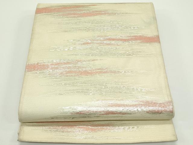 平和屋着物＊夏物　六通柄袋帯　霞文　銀糸　正絹　逸品　CABJ8811rv