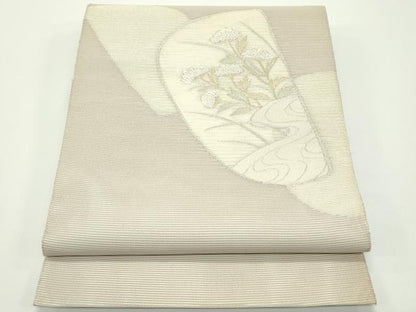 平和屋着物＊夏物　太鼓柄袋帯　女郎花　金銀糸　正絹　逸品　CABJ8815rv