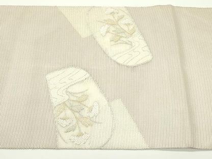 平和屋着物＊夏物　太鼓柄袋帯　女郎花　金銀糸　正絹　逸品　CABJ8815rv